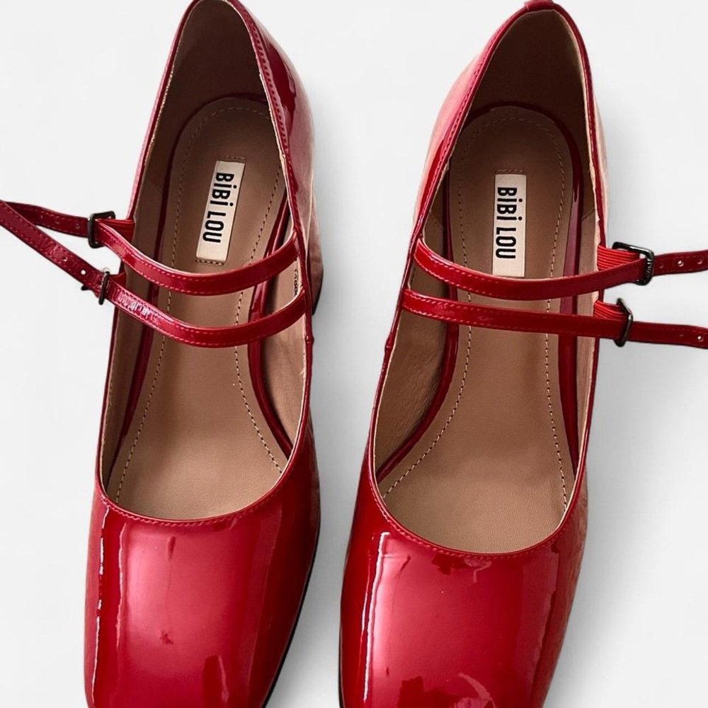 Red Patent Leather Heels with Vintage Charm